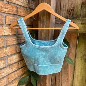 Blue Fitted Crop Sleeveless Tank Bra with Padding